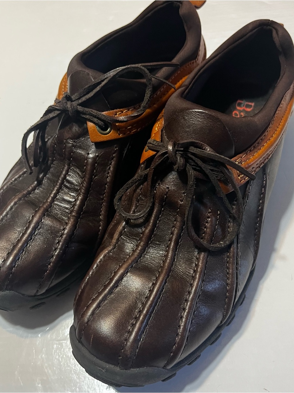 Vintage Bass Women’s Brown Leather Duck Boots Oxford Shoes Moc Toe Rugged 7M